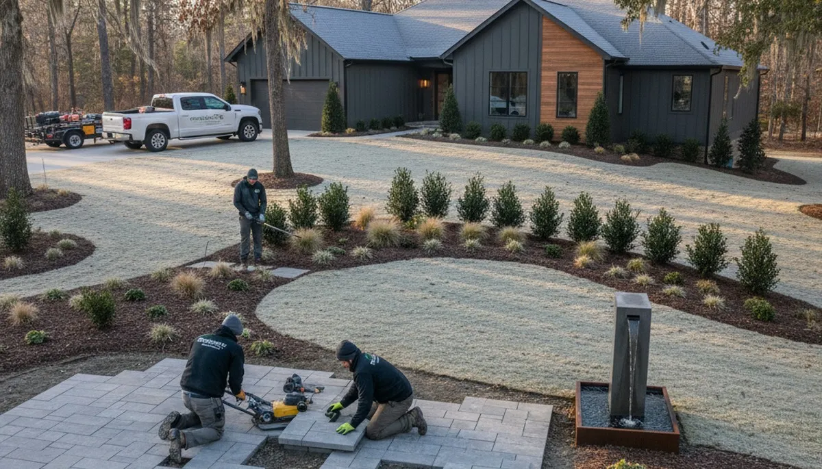 Greenville, NC landscaping team providing professional lawn care and landscape maintenance